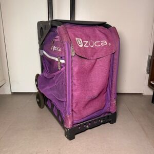 Zuca Sport Rolling Frame and Bag Purple Black Seat Luggage 18x10x14 Case Stair